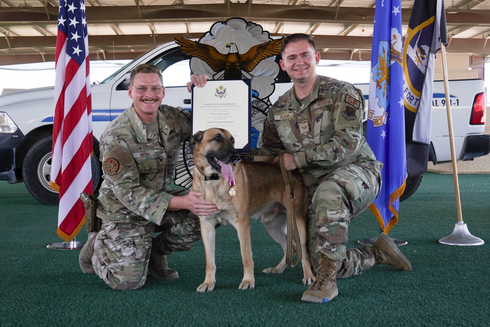 Military Working Dog Arthur retires after five years of service