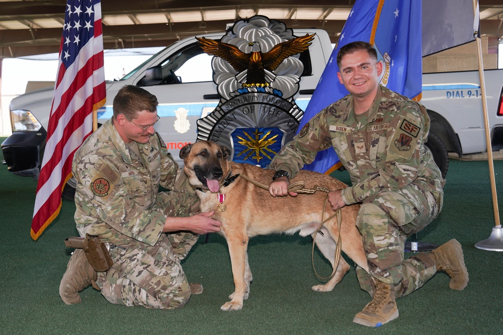 Military Working Dog Arthur retires after five years of service