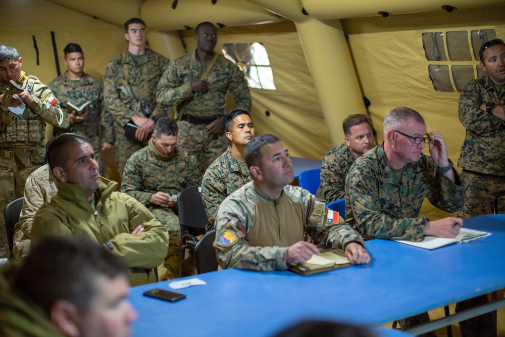 U.S. and Chilean Marine Leadership Receive Commander’s Update Brief during Exercise UNITAS LXV