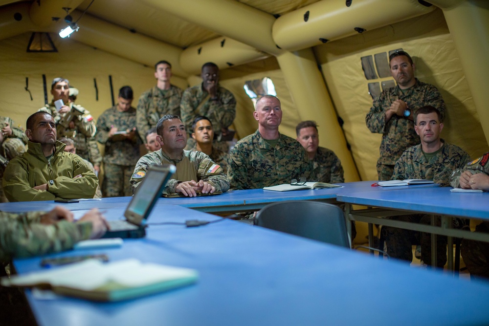 U.S. and Chilean Marine Leadership Receive Commander’s Update Brief during Exercise UNITAS LXV