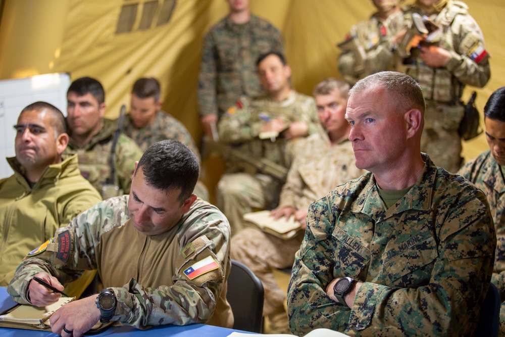 U.S. and Chilean Marine Leadership Receive Commander’s Update Brief during Exercise UNITAS LXV