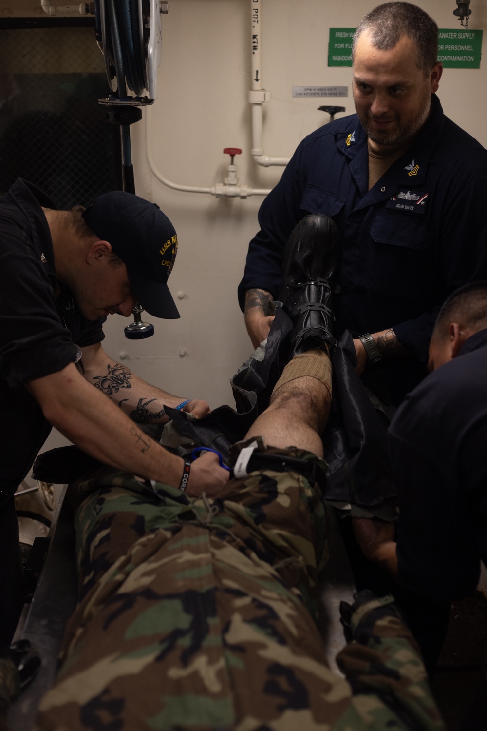 24th MEU (SOC) CBRN Decontamination Exercise Aboard USS New York (LPD 21)