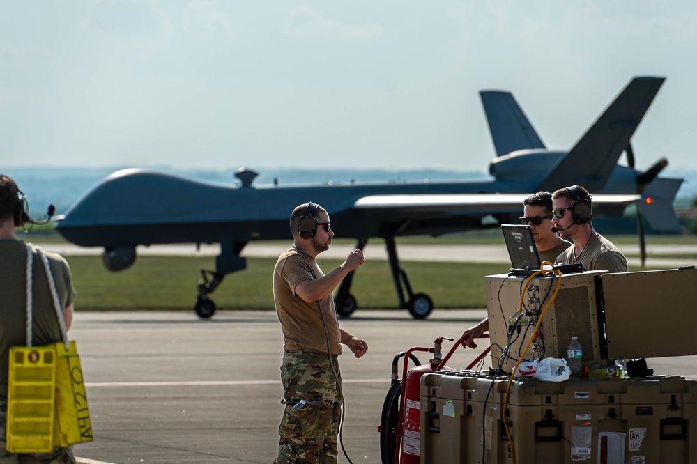 147th Attack Wing Maintainers Conduct Post-Flight Checks on MQ-9 Reaper