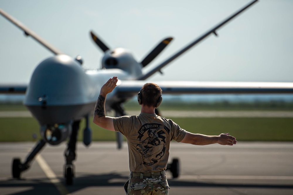 147th Attack Wing Maintainers Conduct Post-Flight Checks on MQ-9 Reaper