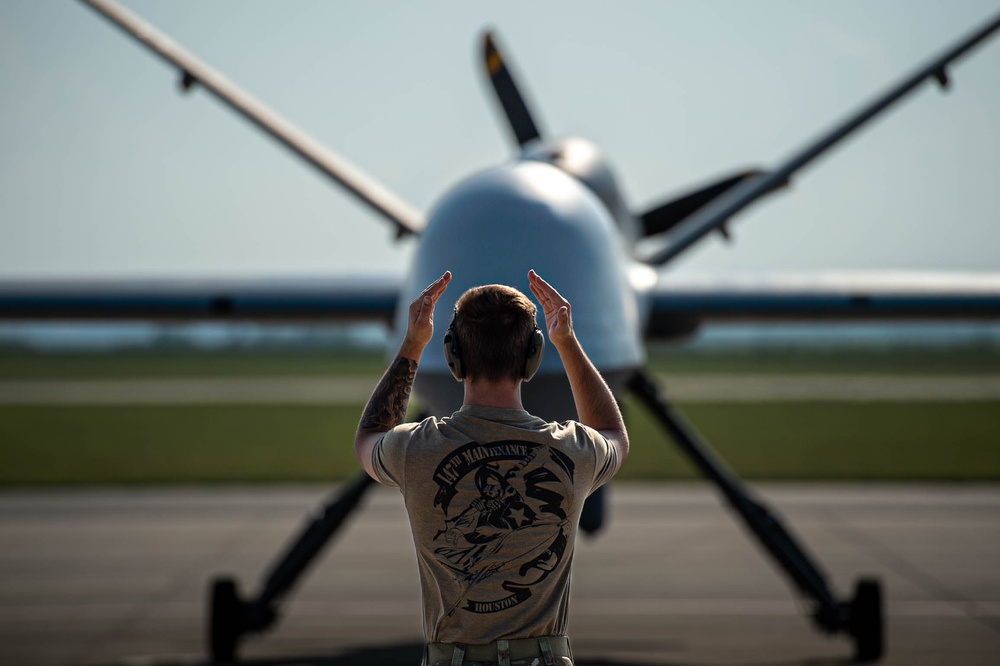 147th Attack Wing Maintainers Conduct Post-Flight Checks on MQ-9 Reaper