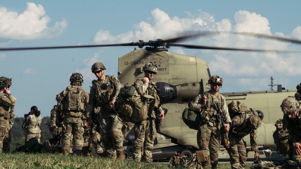 Sky Soldiers Conduct Cold Load Training On Blackhawk And Chinook Helicopters During Saber Junction 24