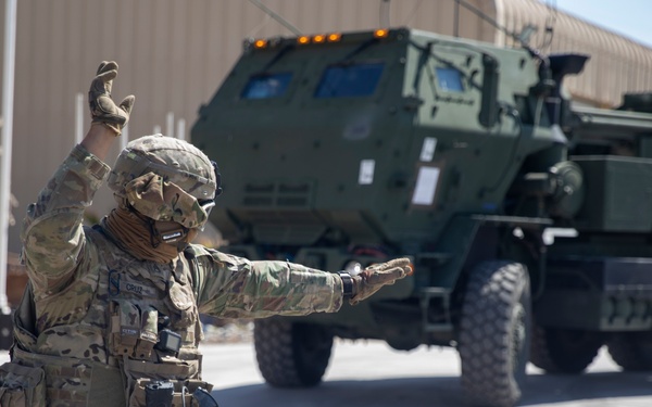 The 75th Field Artillery Brigade maneuvers the M142 High Mobility Artillery Rocket System during Southern Fenix 24