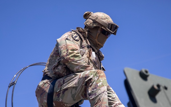 The 75th Field Artillery Brigade maneuvers the M142 High Mobility Artillery Rocket System during Southern Fenix 24