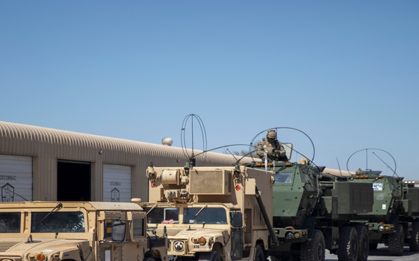 The 75th Field Artillery Brigade maneuvers the M142 High Mobility Artillery Rocket System during Southern Fenix 24