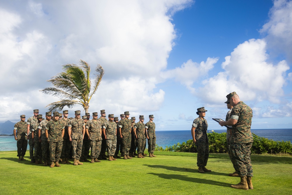 Sgt England from 3d MLR promotes to the rank of Staff Sergeant