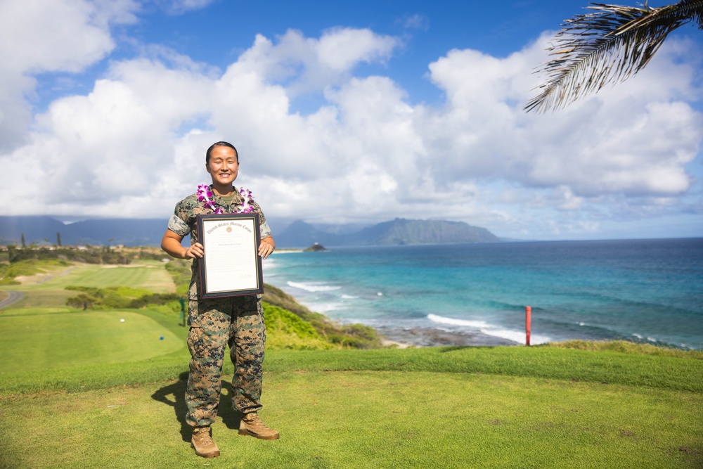 Sgt England from 3d MLR promotes to the rank of Staff Sergeant