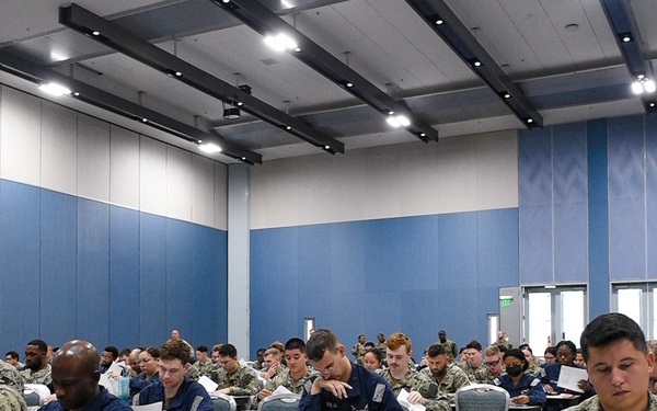 USS John C. Stennis Sailors take Advancement Exam