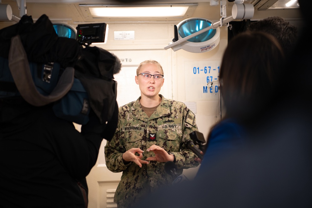 USS Emory S. Land Hosts Media Tour in HMAS Stirling