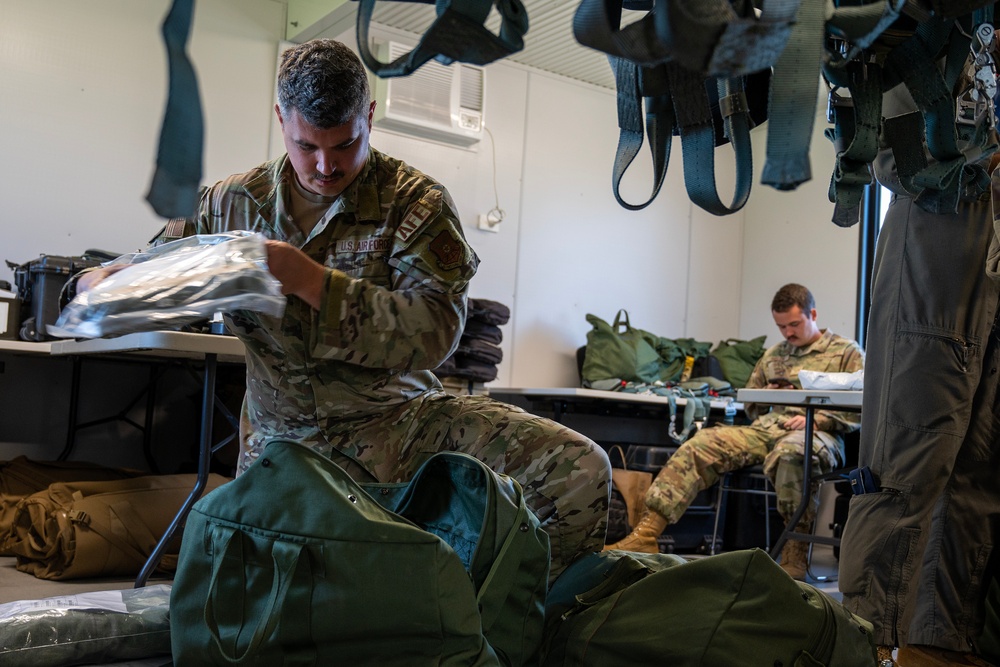 110th EBS Aircrew Flight Equipment Team prepares B-2 Spirit pilot gear