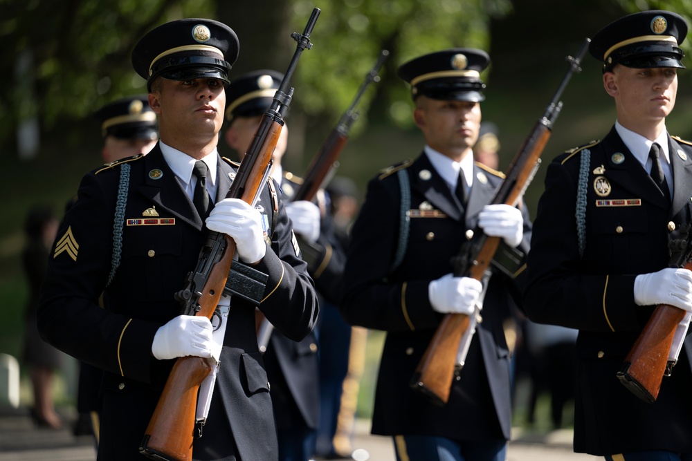 Military Funeral Honors with Funeral Escort are Conducted for U.S. Army Chaplain (1st Lt.) George Fox