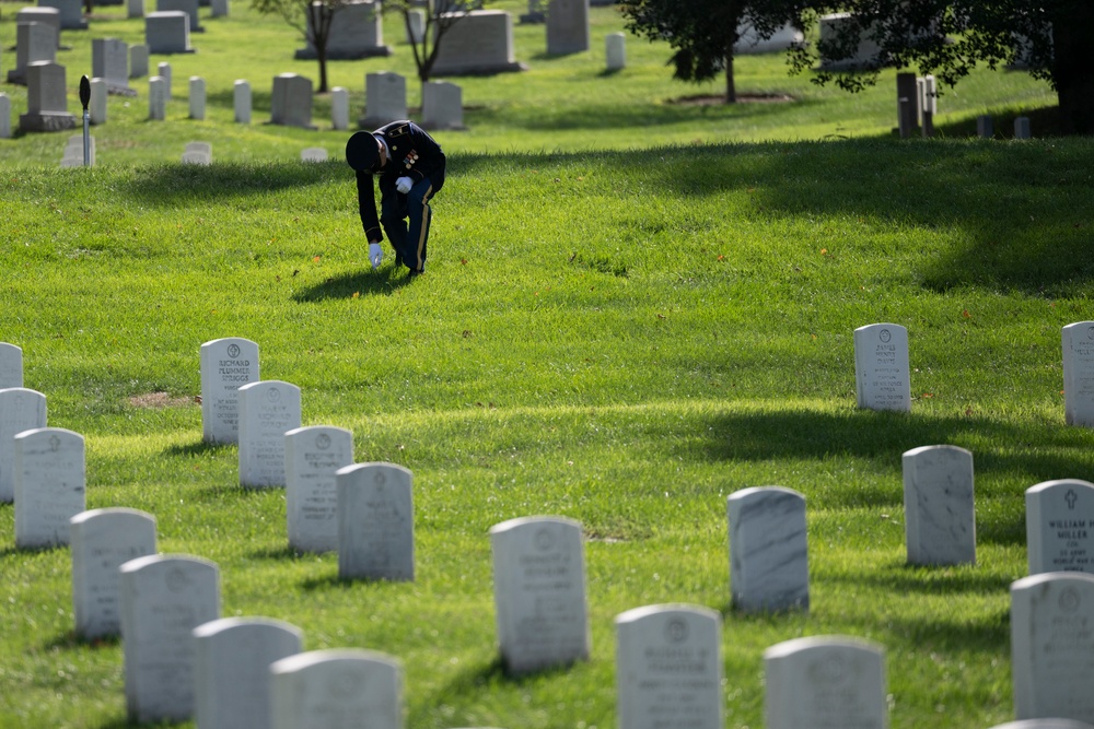 Military Funeral Honors with Funeral Escort are Conducted for U.S. Army Chaplain (1st Lt.) George Fox