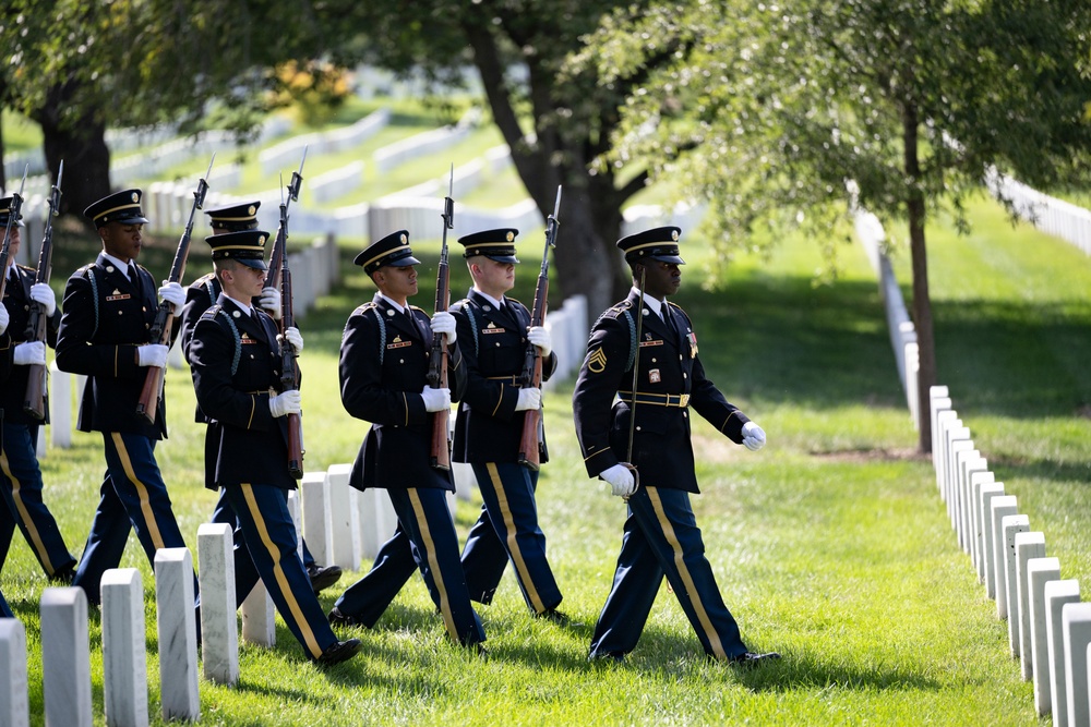 Military Funeral Honors with Funeral Escort are Conducted for U.S. Army Chaplain (1st Lt.) George Fox