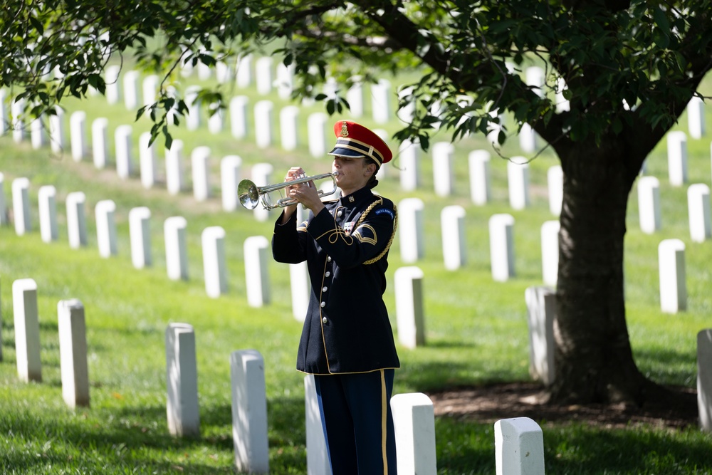 Military Funeral Honors with Funeral Escort are Conducted for U.S. Army Chaplain (1st Lt.) George Fox