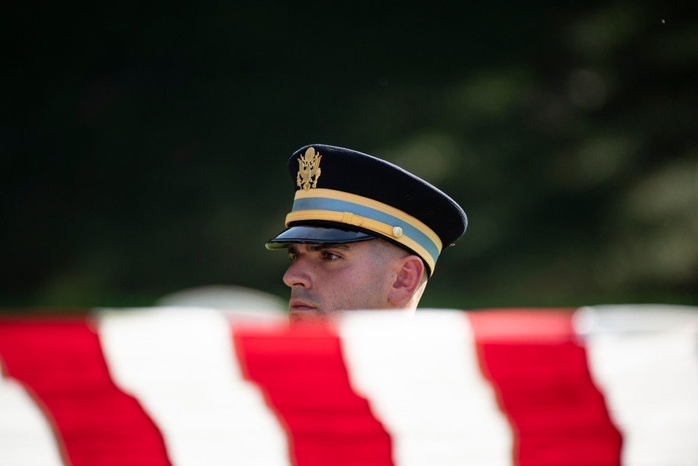 Military Funeral Honors with Funeral Escort are Conducted for U.S. Army Chaplain (1st Lt.) George Fox