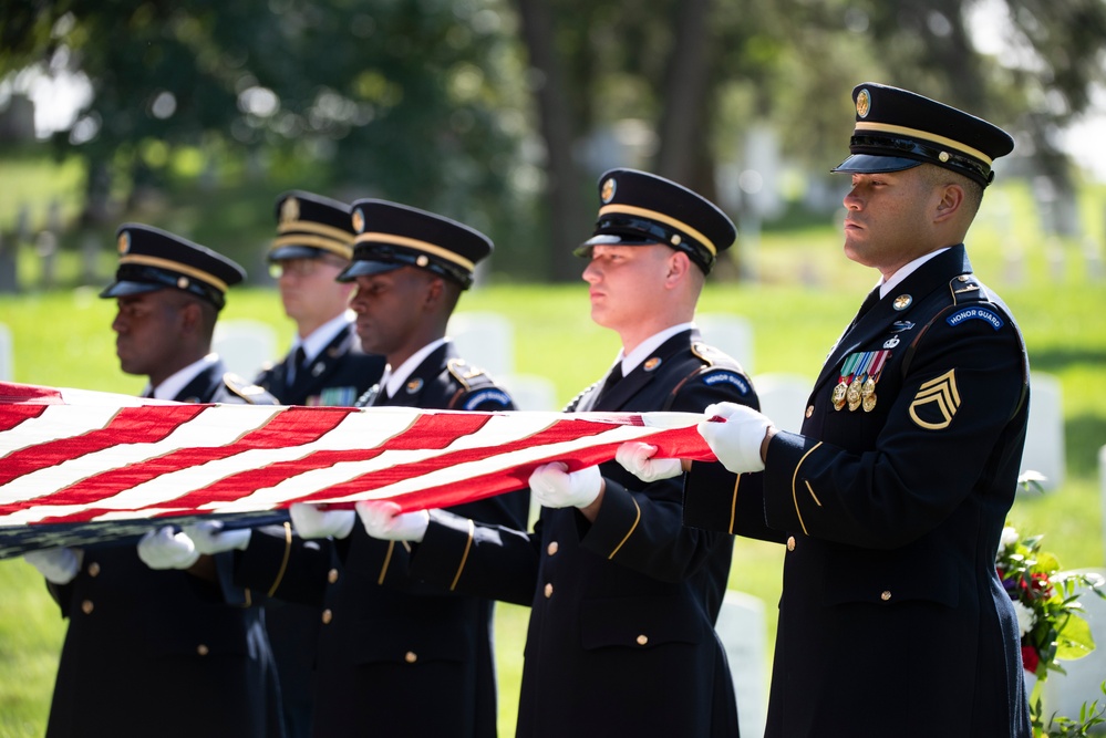 Military Funeral Honors with Funeral Escort are Conducted for U.S. Army Chaplain (1st Lt.) George Fox