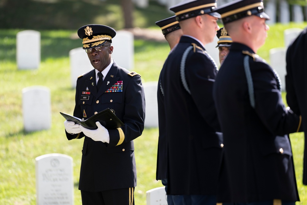 Military Funeral Honors with Funeral Escort are Conducted for U.S. Army Chaplain (1st Lt.) George Fox