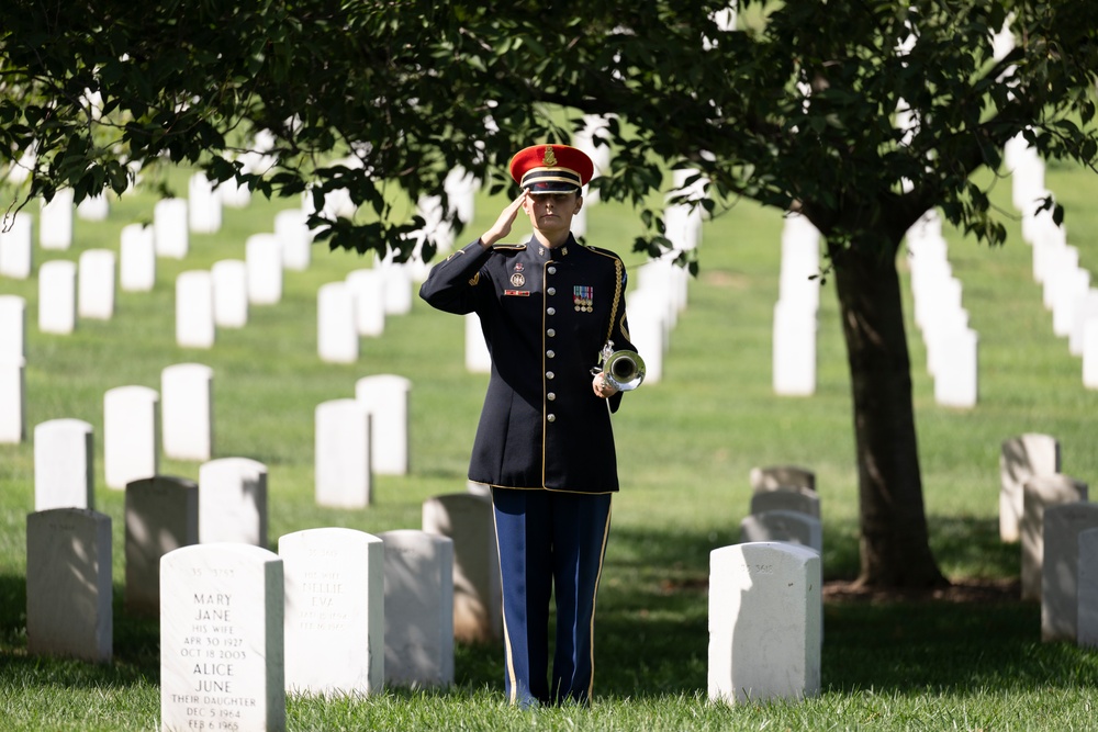 Military Funeral Honors with Funeral Escort are Conducted for U.S. Army Chaplain (1st Lt.) George Fox