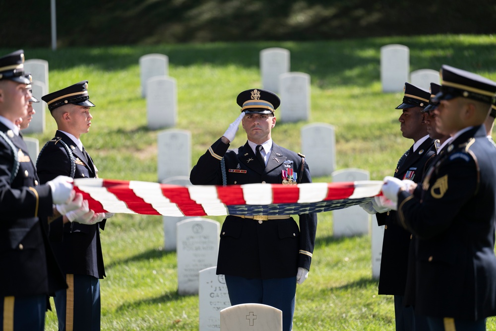 Military Funeral Honors with Funeral Escort are Conducted for U.S. Army Chaplain (1st Lt.) George Fox