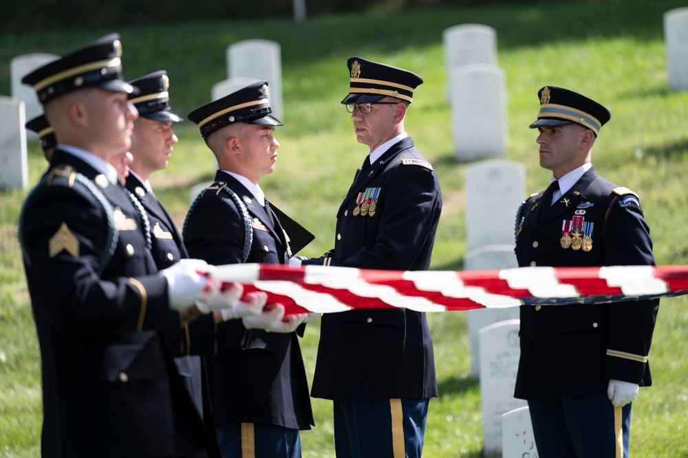 Military Funeral Honors with Funeral Escort are Conducted for U.S. Army Chaplain (1st Lt.) George Fox