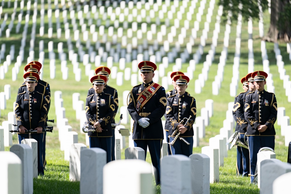 Military Funeral Honors with Funeral Escort are Conducted for U.S. Army Chaplain (1st Lt.) George Fox