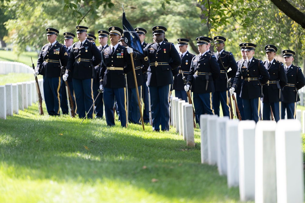 Military Funeral Honors with Funeral Escort are Conducted for U.S. Army Chaplain (1st Lt.) George Fox