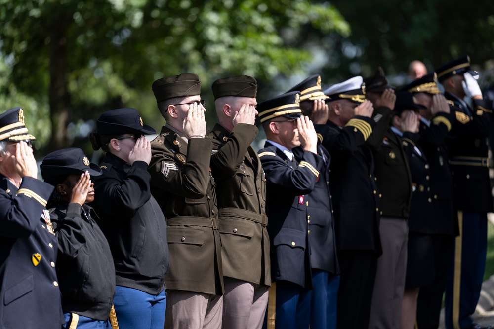 Military Funeral Honors with Funeral Escort are Conducted for U.S. Army Chaplain (1st Lt.) George Fox