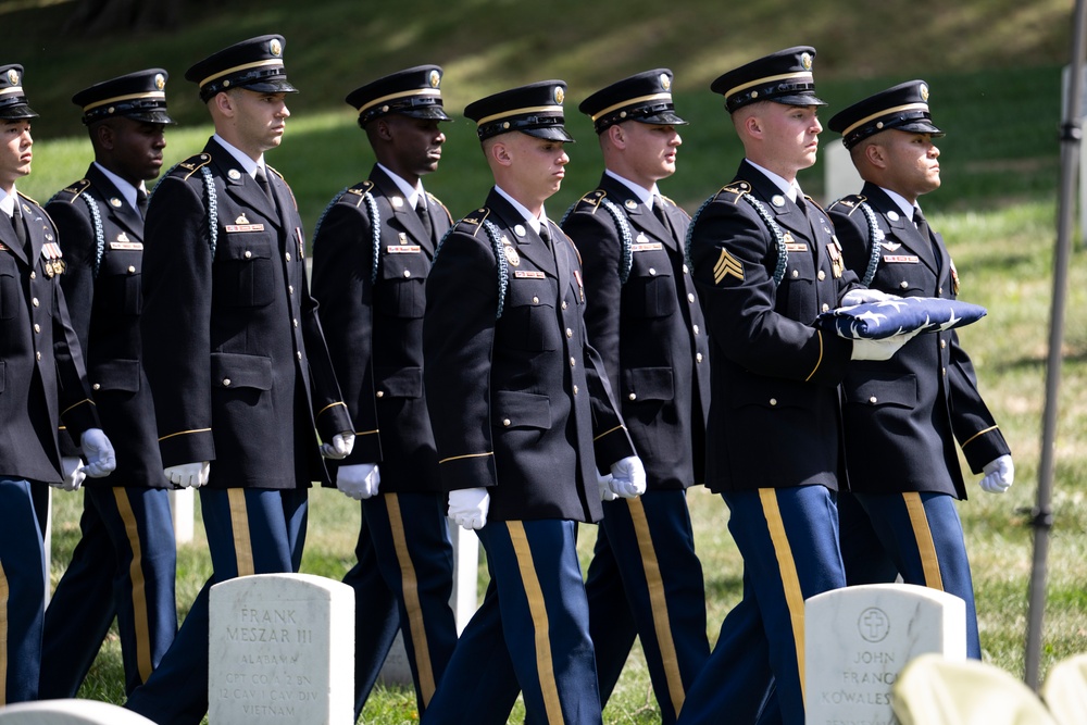 Military Funeral Honors with Funeral Escort are Conducted for U.S. Army Chaplain (1st Lt.) George Fox