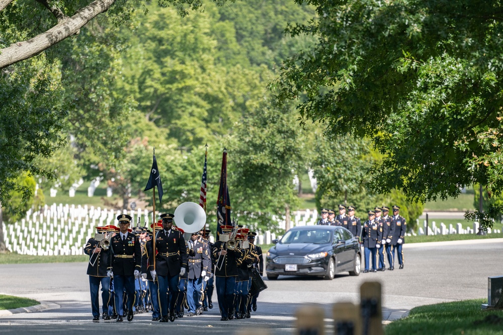 Military Funeral Honors with Funeral Escort are Conducted for U.S. Army Chaplain (1st Lt.) George Fox