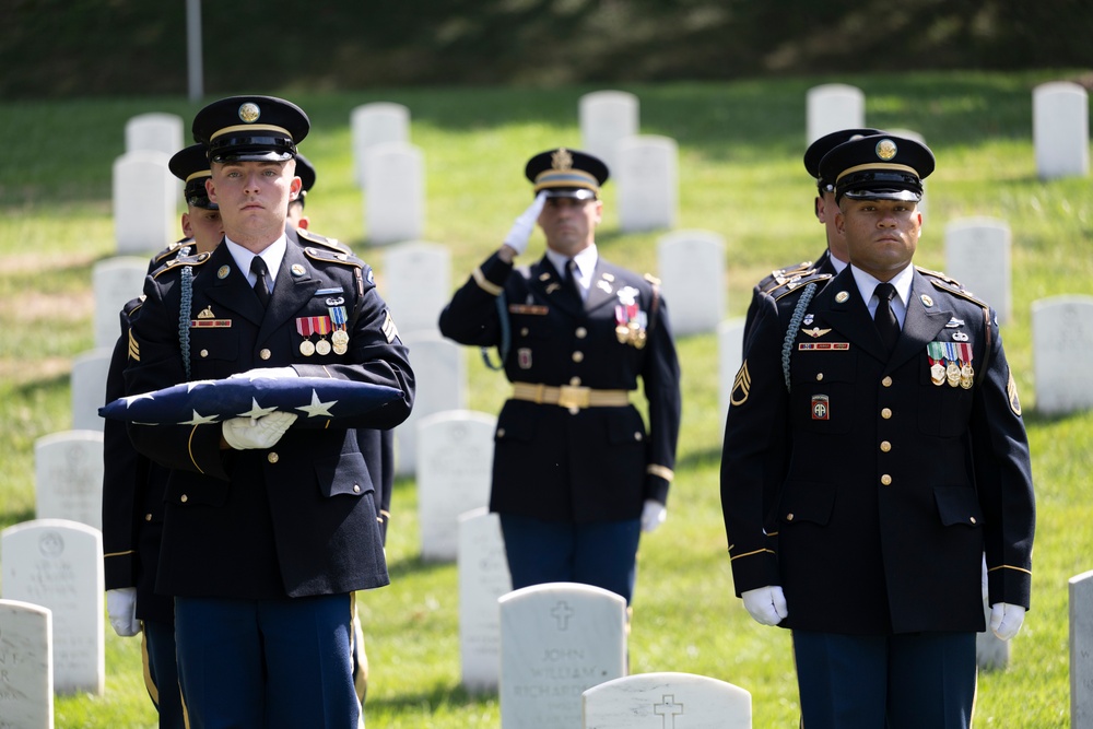 Military Funeral Honors with Funeral Escort are Conducted for U.S. Army Chaplain (1st Lt.) George Fox