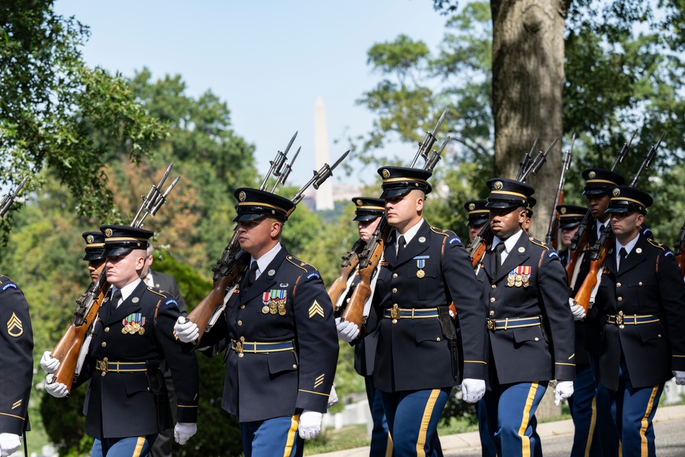 Military Funeral Honors with Funeral Escort are Conducted for U.S. Army Chaplain (1st Lt.) George Fox