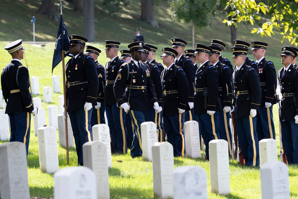 Military Funeral Honors with Funeral Escort are Conducted for U.S. Army Chaplain (1st Lt.) George Fox