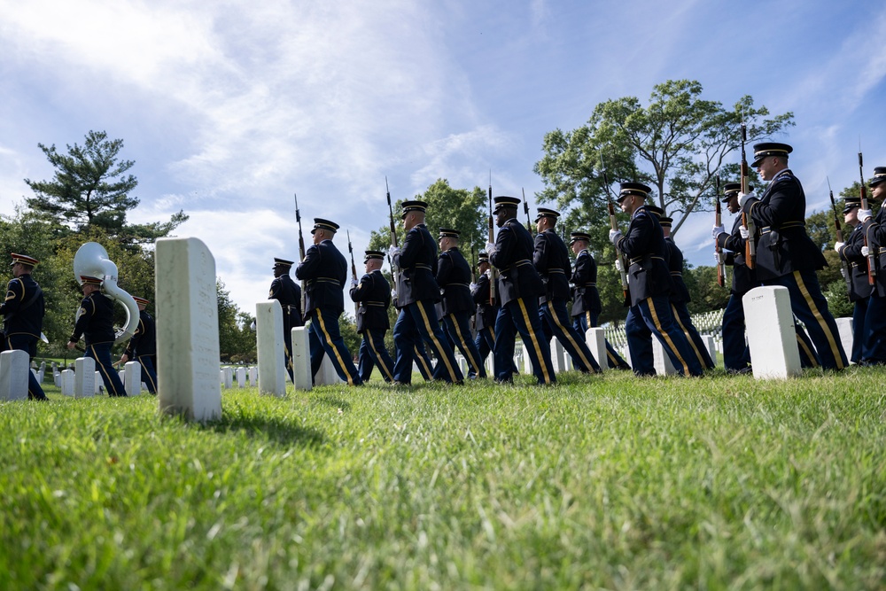 Military Funeral Honors with Funeral Escort are Conducted for U.S. Army Chaplain (1st Lt.) George Fox