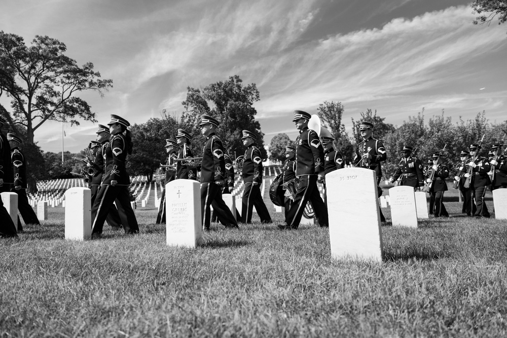 Military Funeral Honors with Funeral Escort are Conducted for U.S. Army Chaplain (1st Lt.) George Fox