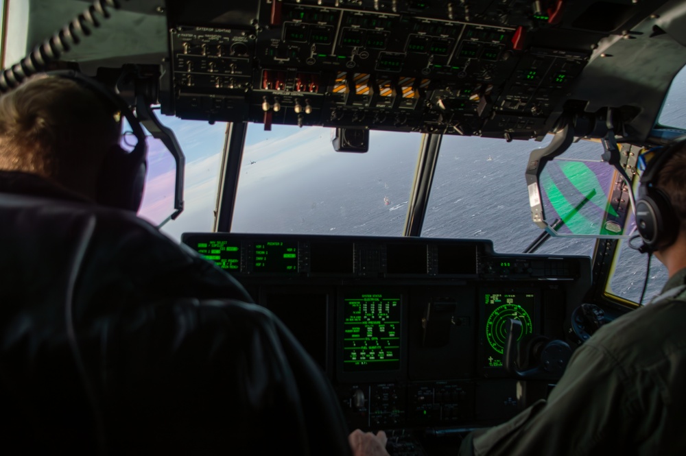 U.S. Marine F/A-18s and KC-130J participate in UNITAS LXV Flyover