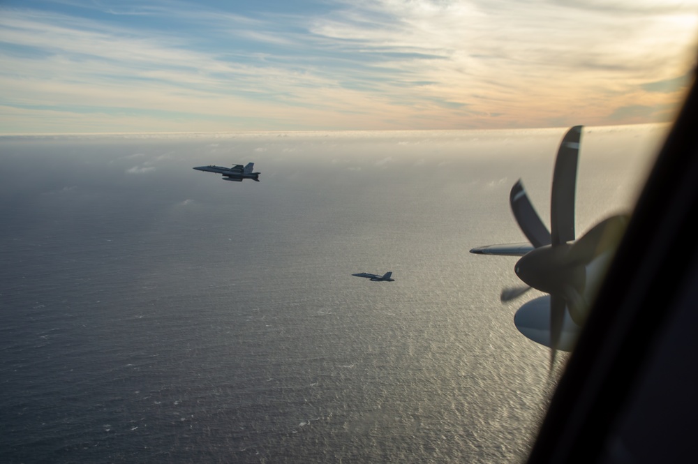 U.S. Marine F/A-18s and KC-130J participate in UNITAS LXV Flyover