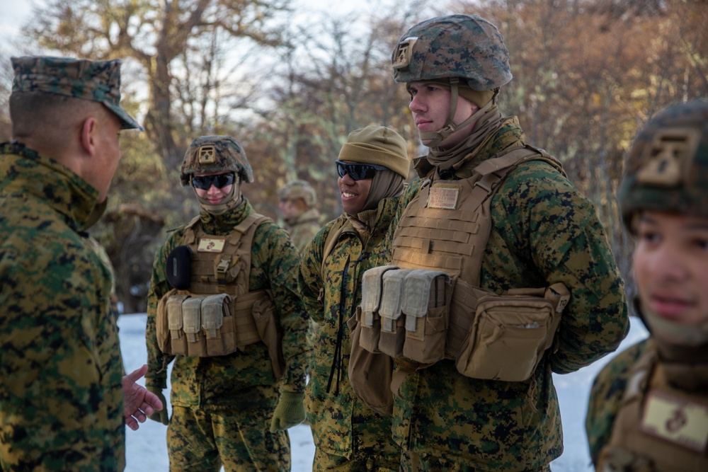 Chilean Marines teach cold-weather shelter building to U.S. Marines during UNITAS LXV