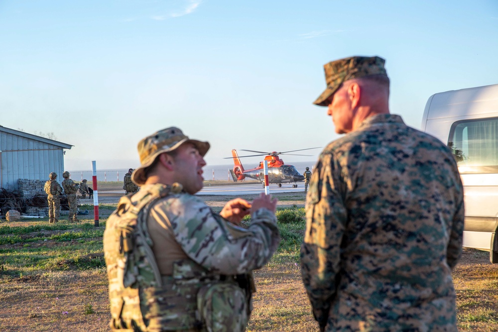 General Commander of the Chilean Marine Corps Rear Admiral Jorge Keitel Villagrán visits the U.S. Marines and partners at the expeditionary advanced base during Exercise UNITAS 2024