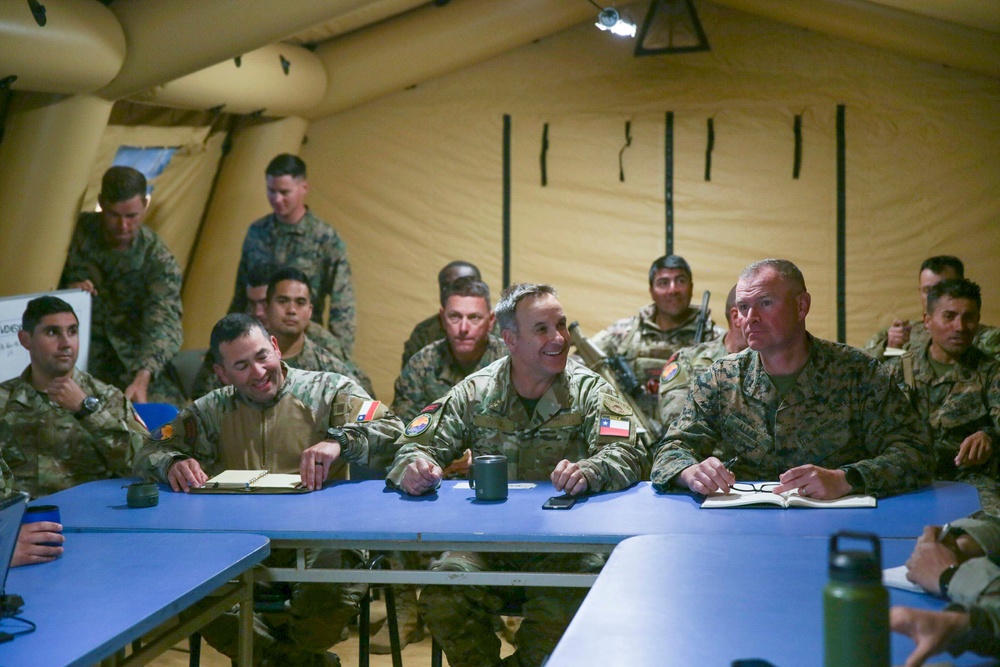 General Commander of the Chilean Marine Corps Rear Admiral Jorge Keitel Villagrán visits the U.S. Marines and partners at the expeditionary advanced base during Exercise UNITAS 2024