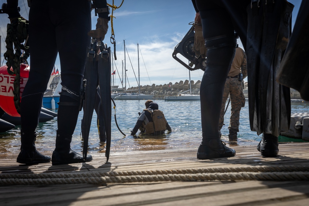 U.S. Marines and partner nations conduct dive operations during UNITAS LXV