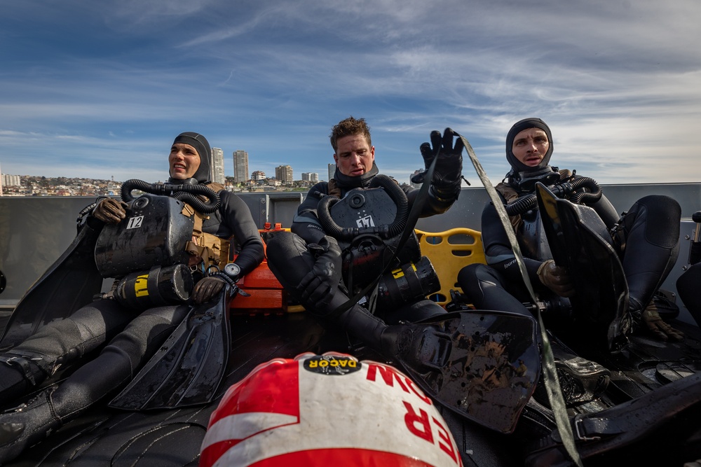 U.S. Marines and partner nations conduct dive operations during UNITAS LXV