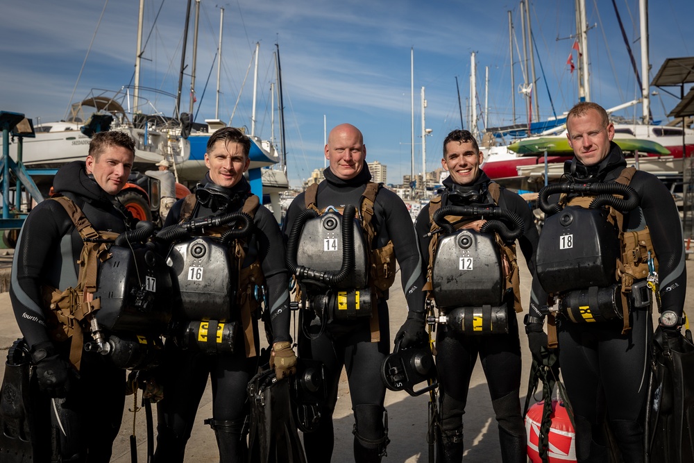 U.S. Marines and partner nations conduct dive operations during UNITAS LXV