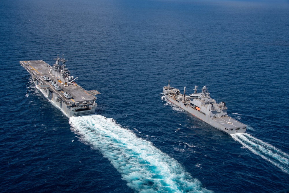 USS Boxer (LHD 4) Conducts Replenishment At Sea