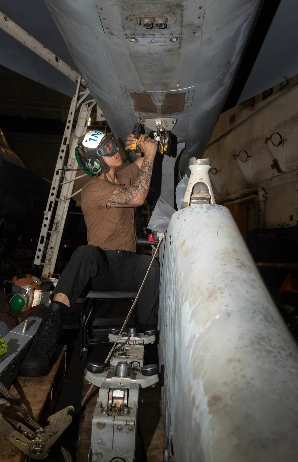 Theodore Roosevelt Performs Maintenance on Aircraft