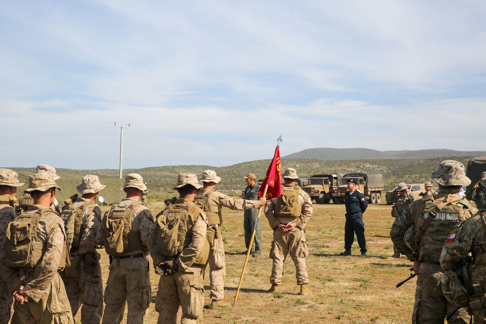 U.S. and Chilean Marines Stand in Formation