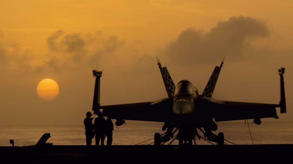 Sunset Maintenance Aboard Theodore Roosevelt